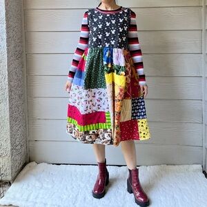 Handmade Crawfish&Squirrel Sleeveless Quilted Combo Dress SKU 10231